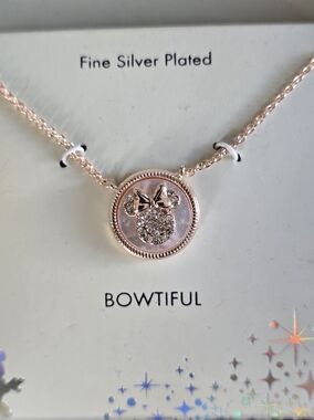 Disney Fine Silver Plated Minnie Mouse Bowtiful Necklace new